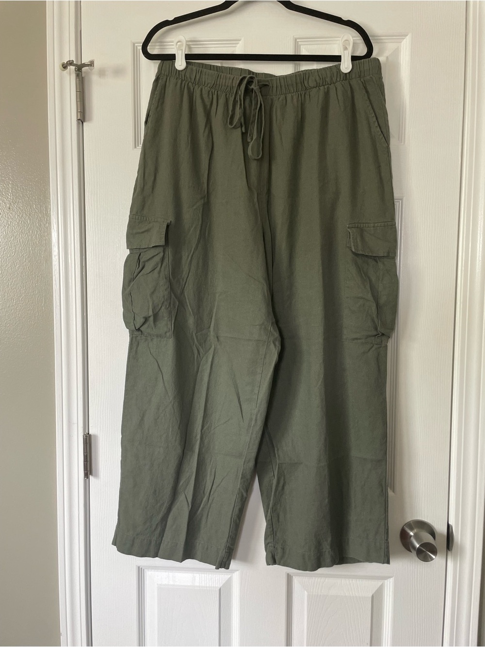 Architect Olive Elastic Waist Linen-Blend Pants